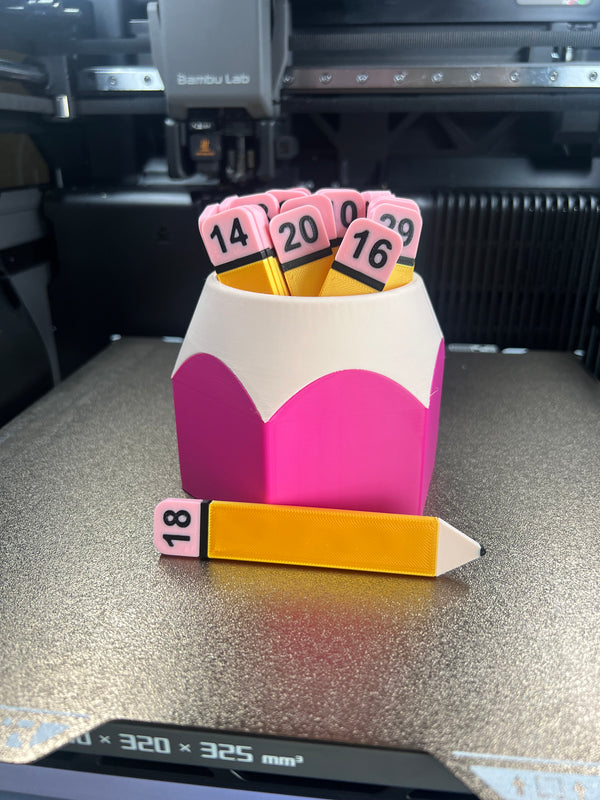 Classroom Pick-Me Sticks – Personalized Pencil Cup & Numbered Sticks