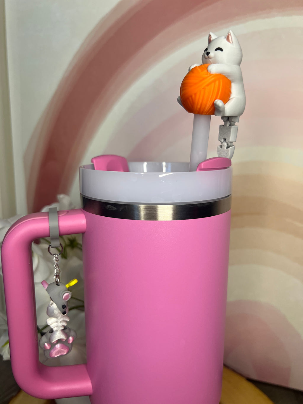 Pawsitively hydrated straw topper and charm