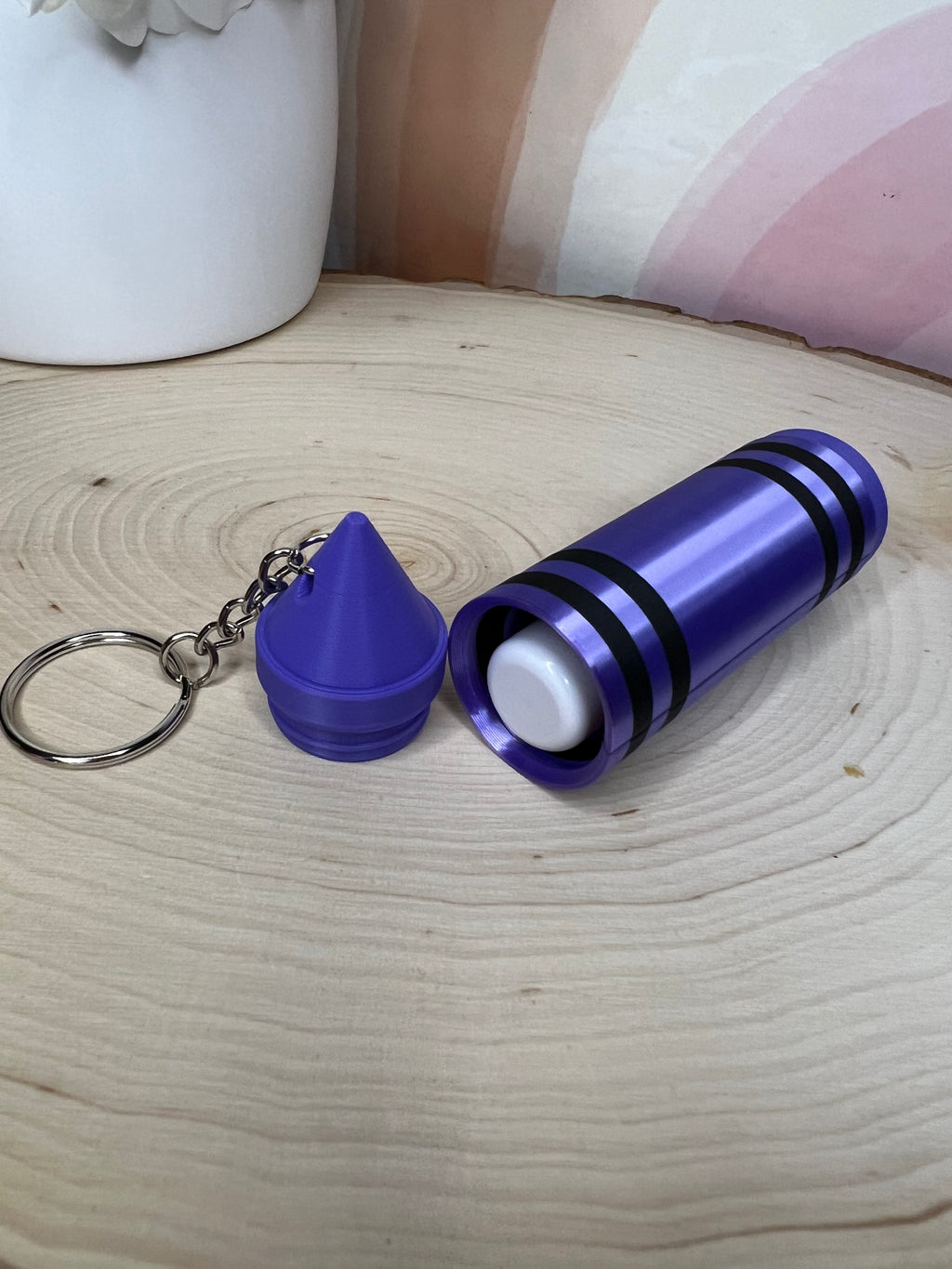 Crayon lip balm holder keychain