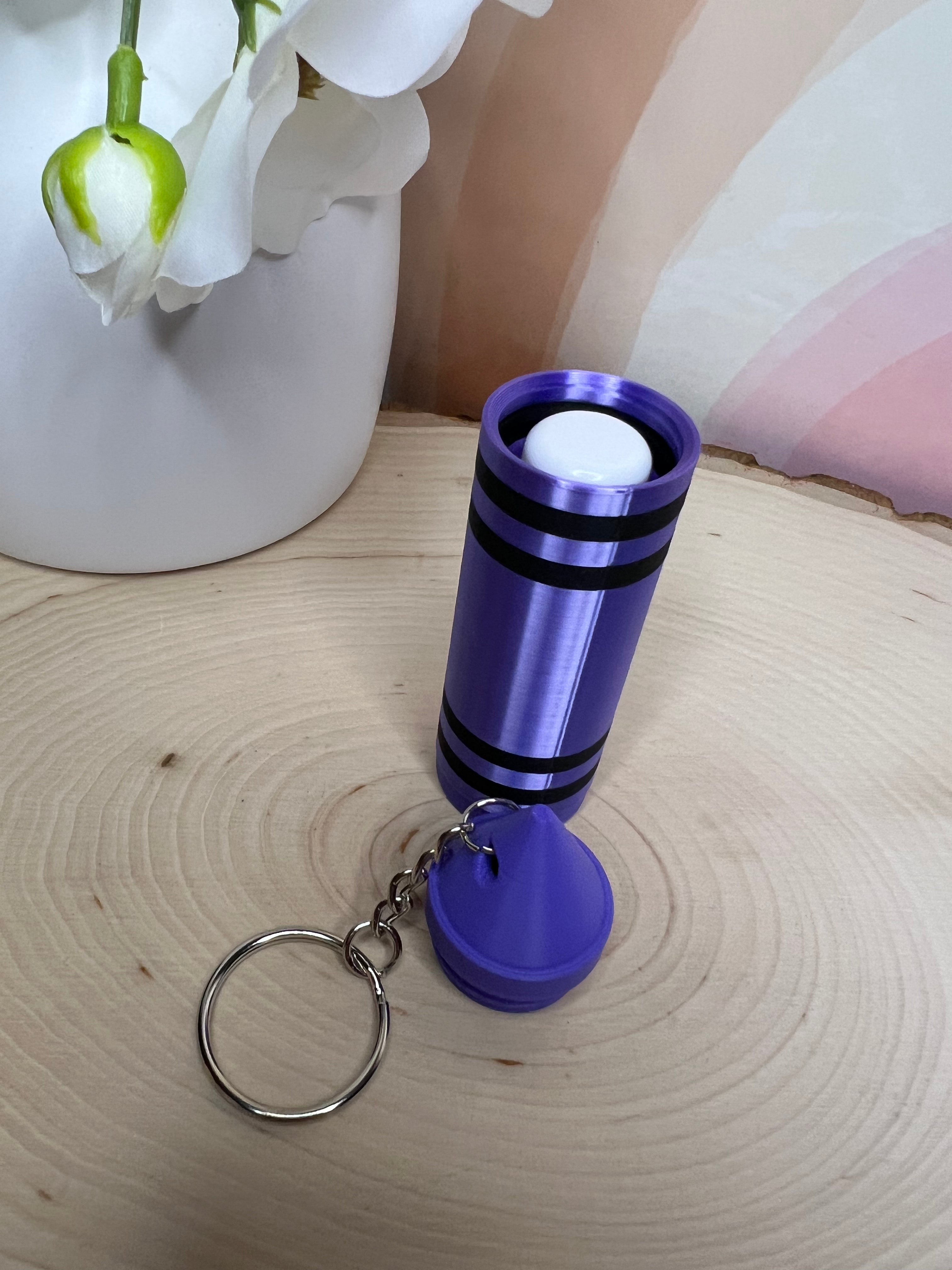 Crayon lip balm holder keychain