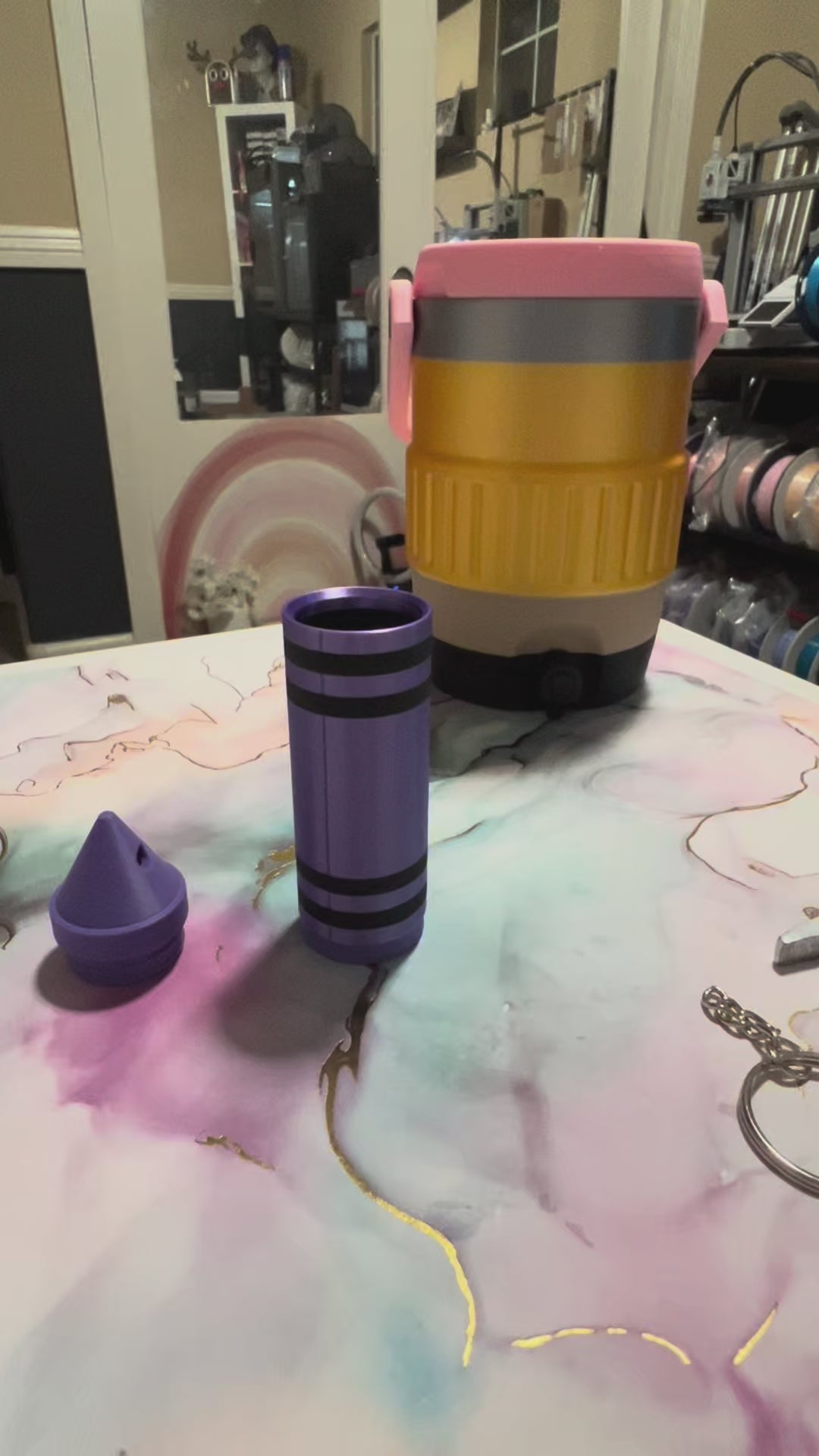 Crayon lip balm holder keychain